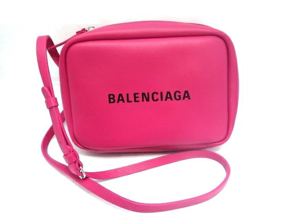Balenciaga Shoulder Bag Camera Calfskin Purple Pink